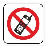tabliczka informacyjna - zakaz uŻywania telefonÓw (15x15cm)