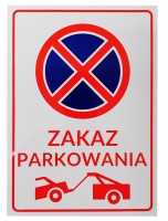 tabliczka informacyjna - zakaz parkowania |biaŁa| |pvc| (25x35cm)