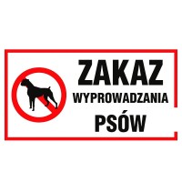 tabliczka informacyjna - zakaz wyprowadzania psÓw  |biaŁa| |pvc| (30x16.5cm)