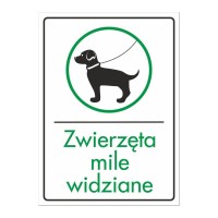 tabliczka informacyjna - zwierzĘta mile widziane |biaŁa| |pvc| (21x28.8cm)