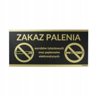 tabliczka informacyjna - zakaz palenia wyrobÓw tytoniowych oraz papierosÓw elektronicznych |czarna| |pvc| (24.4x11.4cm)