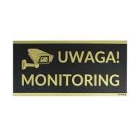 tabliczka informacyjna - uwaga monitoring |czarna| |pvc| (24.4x11.4cm)