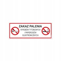 tabliczka informacyjna - zakaz palenia wyrobÓw tytoniowych i e-papierosÓw |biaŁa| |pvc| (21x8cm)