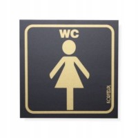 tabliczka informacyjna - oznakowanie wc damska |czarno-zŁota| |pvc| (8x8cm)