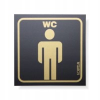 tabliczka informacyjna - oznakowanie wc mĘska|czarno-zŁota| |pvc| (8x8cm)