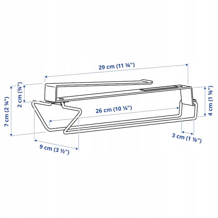 WIESZAK-NA-ZATRZASK-NA-KIELISZKI-PAPIER-POD-SZAFKE-KLIPS-BIALY-PALYCKE-IKEA-Wysokosc-mebla-7-cm