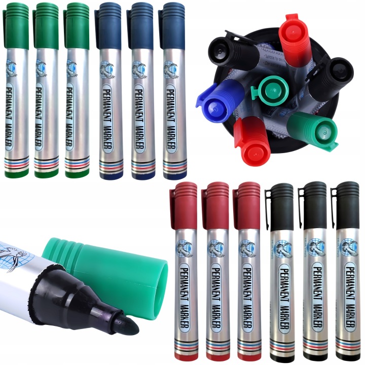 MARKER-PISAK-PERMANENTNY-BUDOWLANY-MIX-KOLOROW-WODOODPORNY-OKRAGLY-12szt-Marka-Karwil