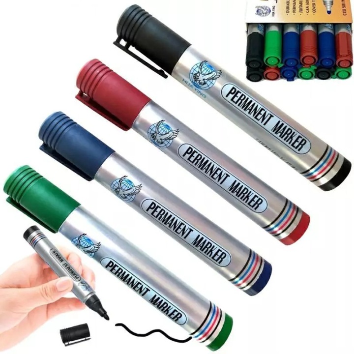 MARKER-PISAK-PERMANENTNY-BUDOWLANY-MIX-KOLOROW-WODOODPORNY-OKRAGLY-12szt-Kolor-wielokolorowy